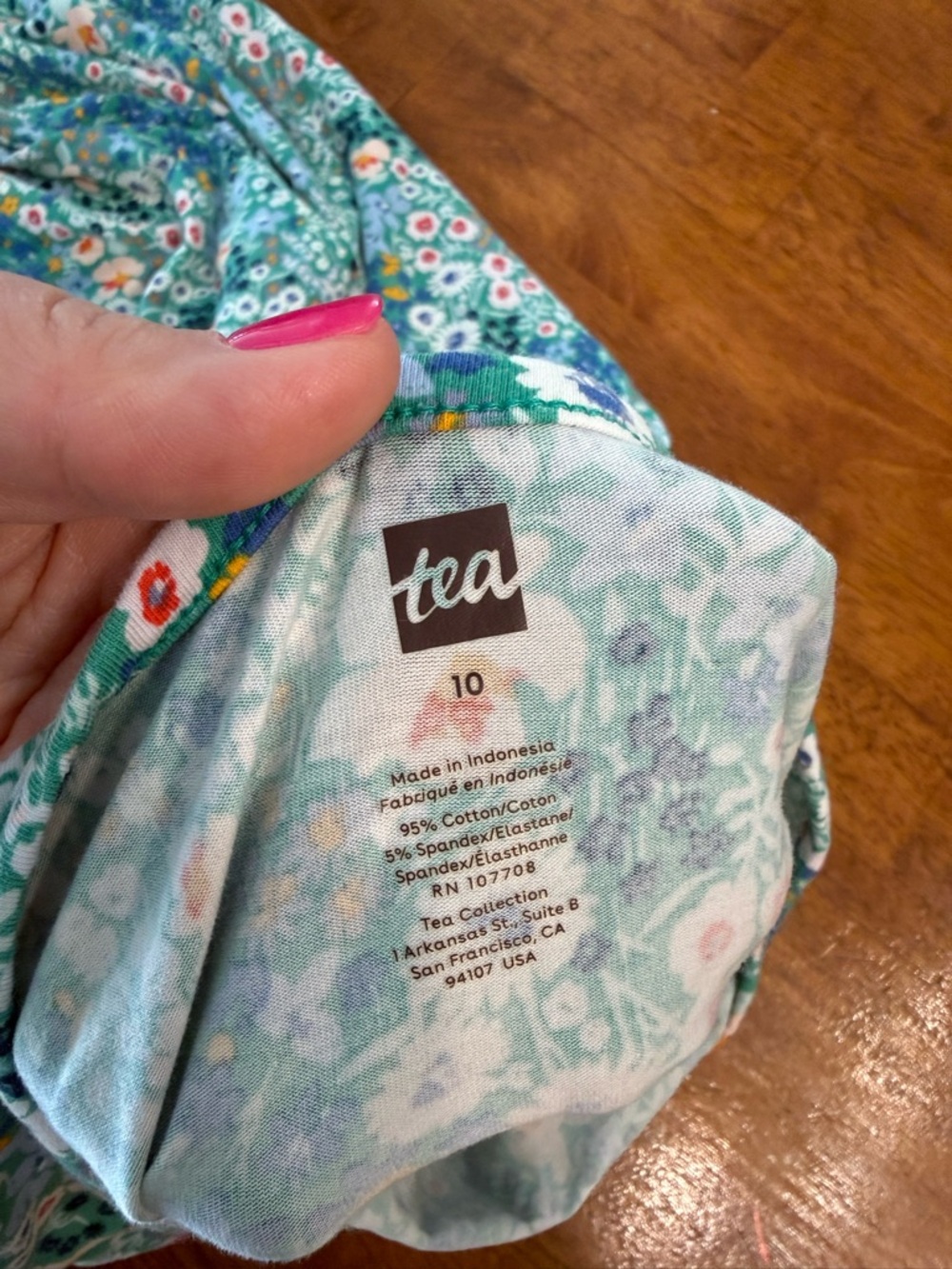 Tea Collection Girls Floral Wide Leg Jumpsuit - Green/Blue Botanical Print 10 - Picture 4 of 5
